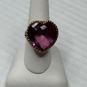SAJEN Vintage Artisan Heart Amethyst Statement Ring Size 8